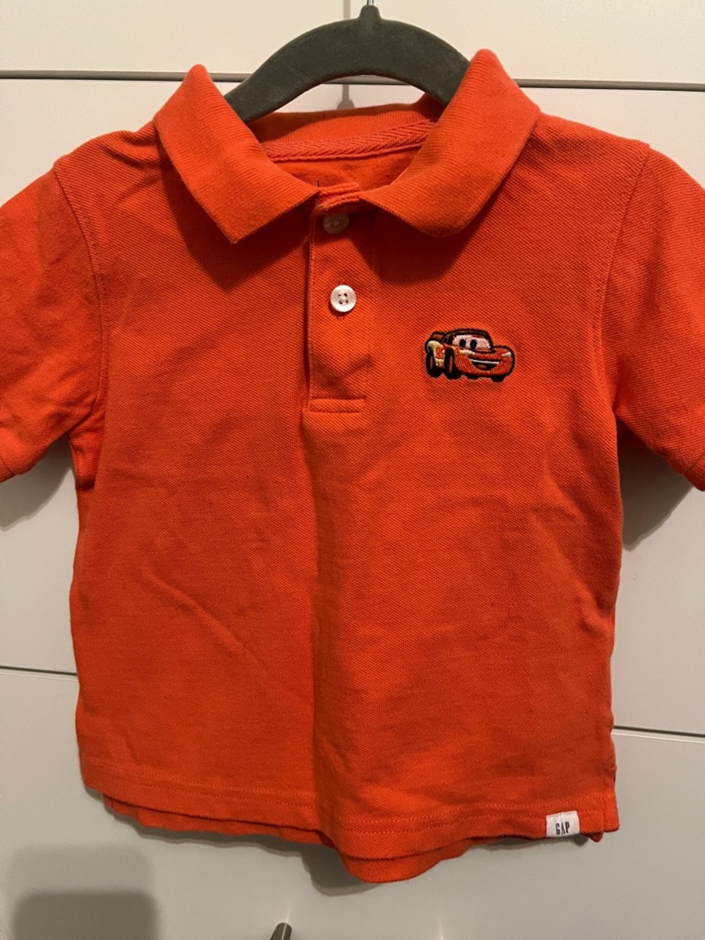 GAP Orange Kids Polo with Disney Cars Patch